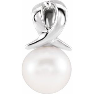 Sterling Silver Cultured White Freshwater Pearl Bypass Pendant