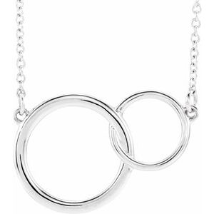 14K White Gold Interlocking Circle 16-18" Necklace