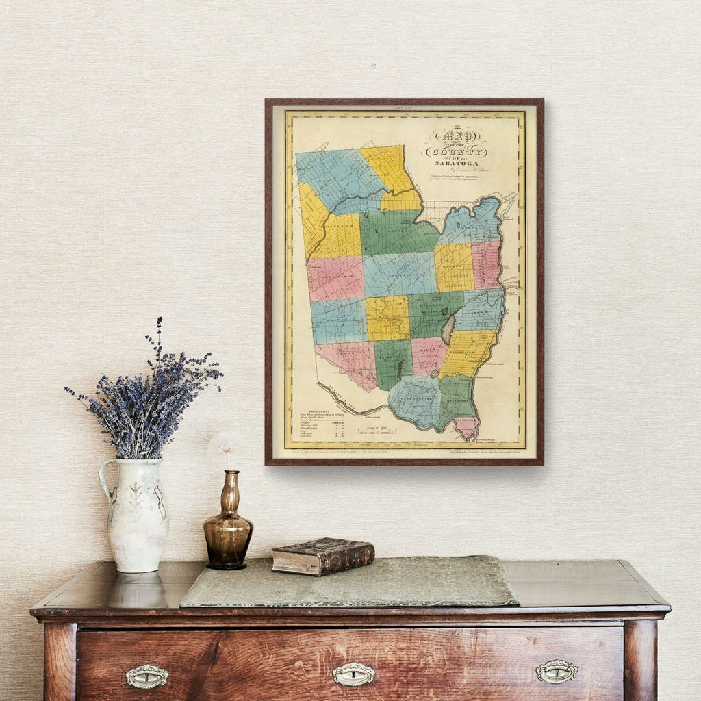 Vintage Map of Saratoga County, New York 1829