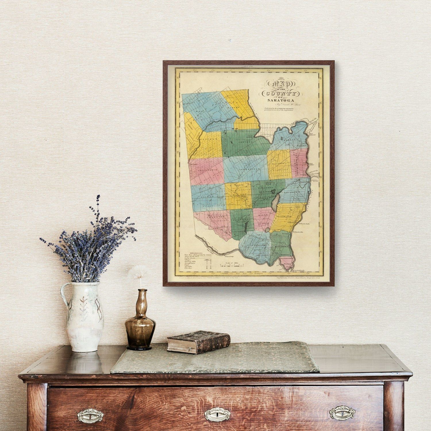 Vintage Map of Saratoga County, New York 1829