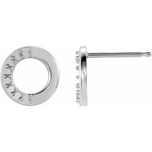 14K White Gold 1.5 mm Round Accented Right Circle Earring Mounting