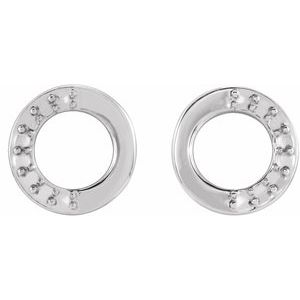 Sterling Silver 1.5 mm Round Accented Right Circle Earring Mounting – image 2