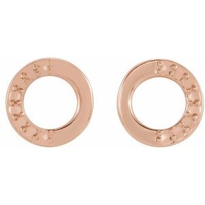 14K Rose Gold 1.5 mm Round Accented Left Circle Earring Mounting – image 2