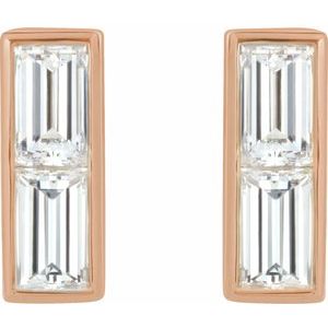 14K Rose Gold 3/4 CTW Natural Diamond Bar Earrings – image 2