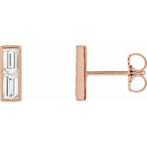 14K Rose Gold 3/4 CTW Natural Diamond Bar Earrings