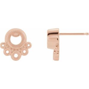 14K Rose Gold Bezel-Set Earring Mounting