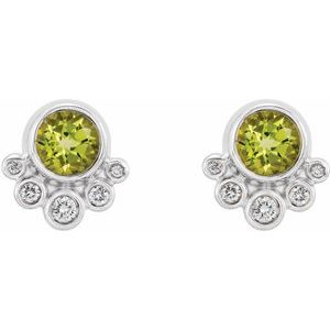 Sterling Silver Natural White Sapphire & 1/8 CTW Natural Diamond Earrings – image 5