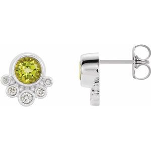 Sterling Silver Natural White Sapphire & 1/8 CTW Natural Diamond Earrings – image 4