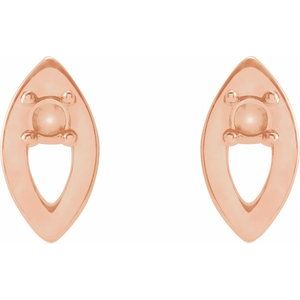 14K Rose Gold 1.5 mm Round Accented Earring Mounting – image 2
