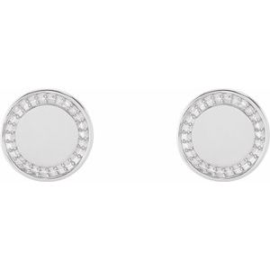 14K White Gold Accented Engravable Earring Mounting – image 2