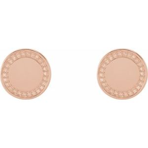 14K Rose Gold Accented Engravable Earring Mounting – image 2