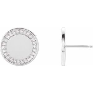 Platinum Accented Engravable Earring Mounting