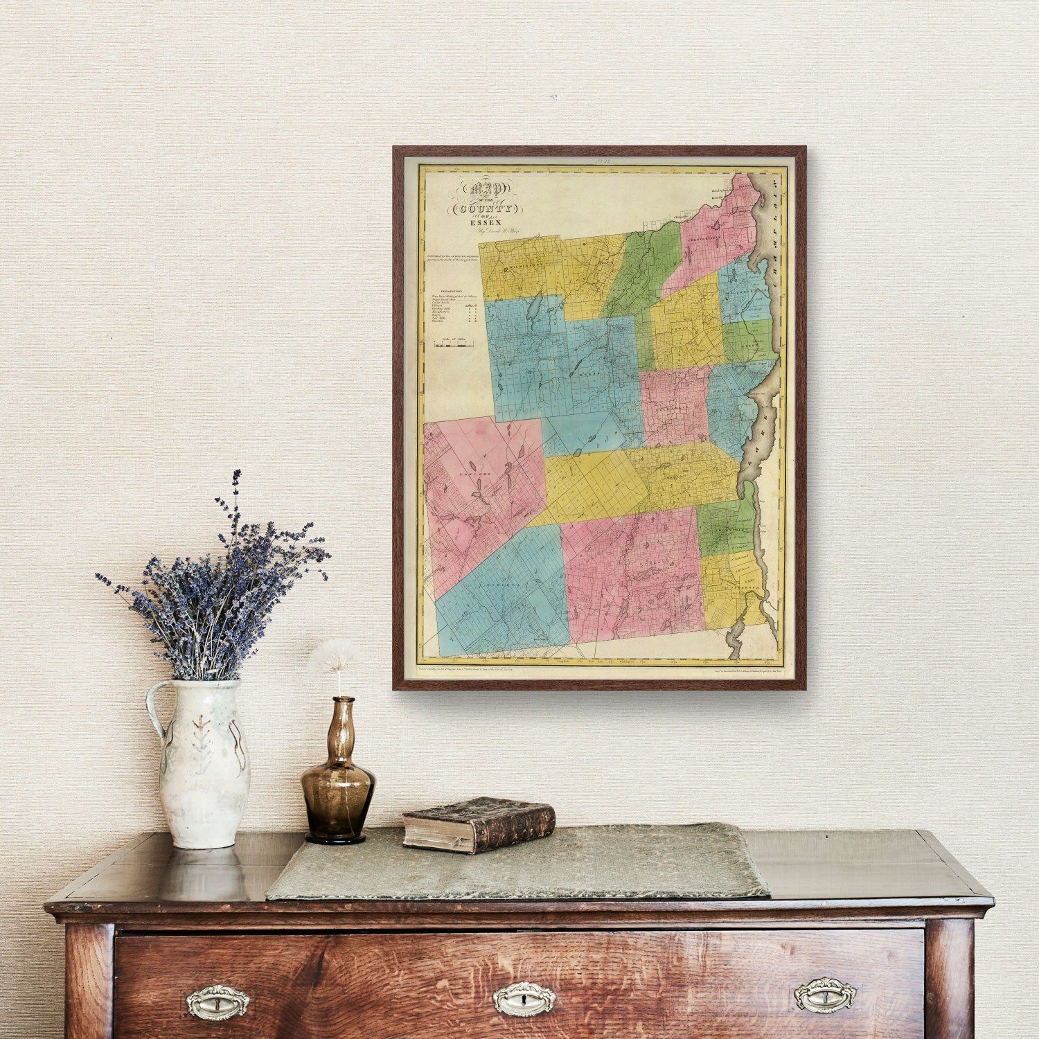 Vintage Map of Essex County, New York 1829