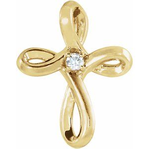 14K Yellow Gold .015 CTW Natural Diamond Cross Pendant