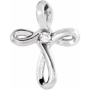 Sterling Silver .015 CTW Natural Diamond Cross Pendant