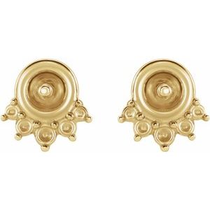 14K Yellow Gold Accented Earring Mounting for 4.5-5 mm Pearl – image 2