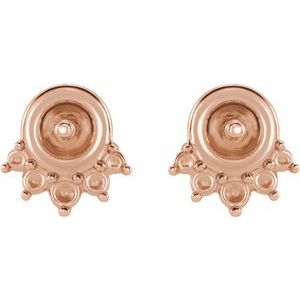 14K Rose Gold Accented Earring Mounting for 4.5-5 mm Pearl – image 2