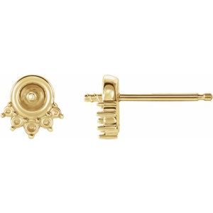 14K Yellow Gold Accented Earring Mounting for 4.5-5 mm Pearl