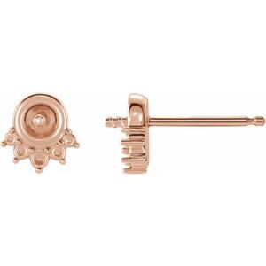 14K Rose Gold Accented Earring Mounting for 4.5-5 mm Pearl