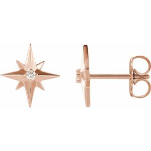 14K Rose Gold .03 CTW Natural Diamond Star Earrings
