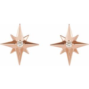 14K Rose Gold .03 CTW Natural Diamond Star Earrings – image 2