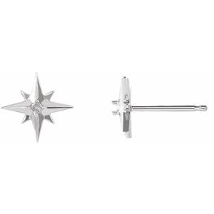 14K White Gold 1.5 mm Round Star Earring Mounting
