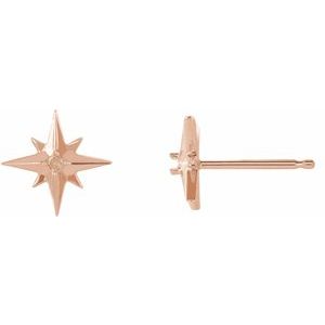 14K Rose Gold 1.5 mm Round Star Earring Mounting