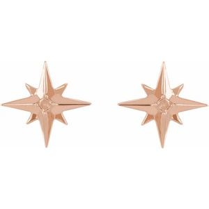 14K Rose Gold 1.5 mm Round Star Earring Mounting – image 2