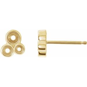 14K Yellow Gold Left Geometric Cluster Earring Mounting