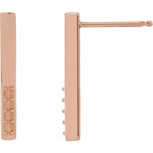14K Rose Gold 1.3 mm Round Bar Earring Mounting