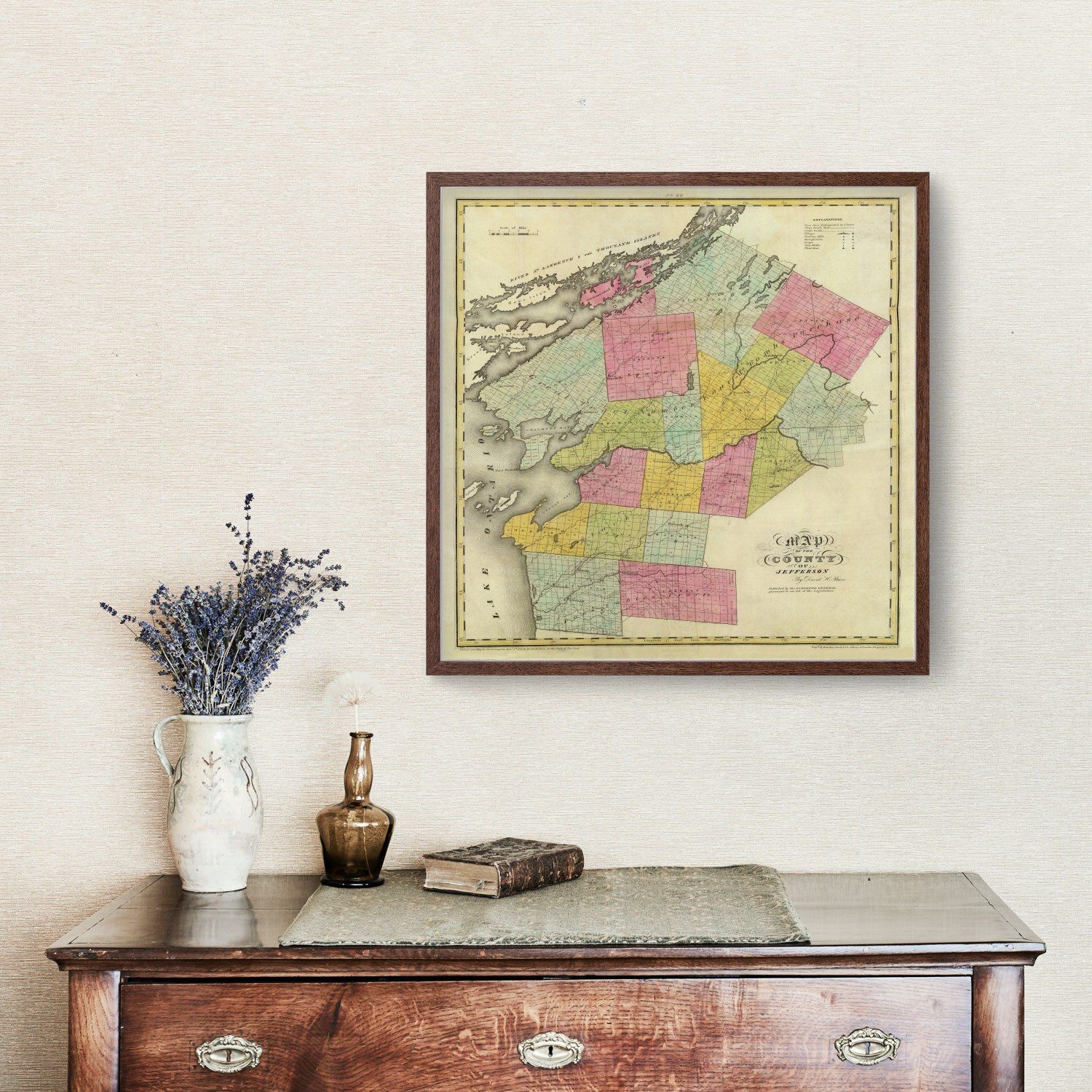 Vintage Map of Jefferson County, New York 1829