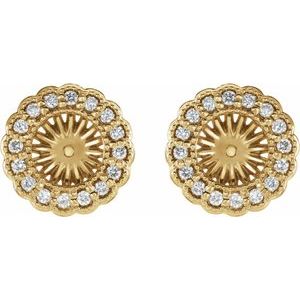 14K Yellow Gold 1/4 CTW Natural Diamond Earring Jackets with 6 mm ID – image 2
