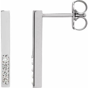Platinum .07 CTW Natural Diamond Bar Earrings