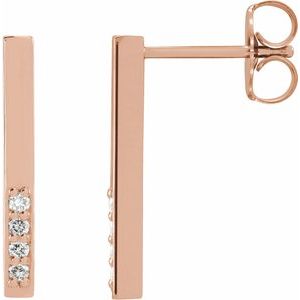 14K Rose Gold .07 CTW Natural Diamond Bar Earrings