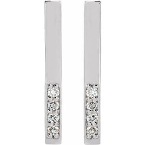 14K White Gold .07 CTW Natural Diamond Bar Earrings – image 2