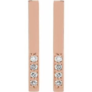 14K Rose Gold .07 CTW Natural Diamond Bar Earrings – image 2