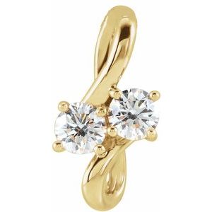 14K Yellow Gold 1/5 CTW Natural Diamond Two-Stone Bypass Pendant