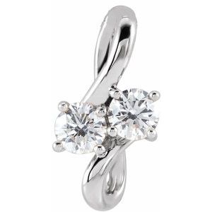 Platinum 1/5 CTW Natural Diamond Two-Stone Bypass Pendant