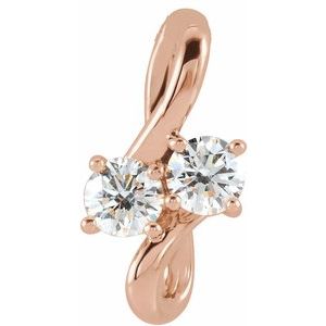 14K Rose Gold 1/5 CTW Natural Diamond Two-Stone Bypass Pendant
