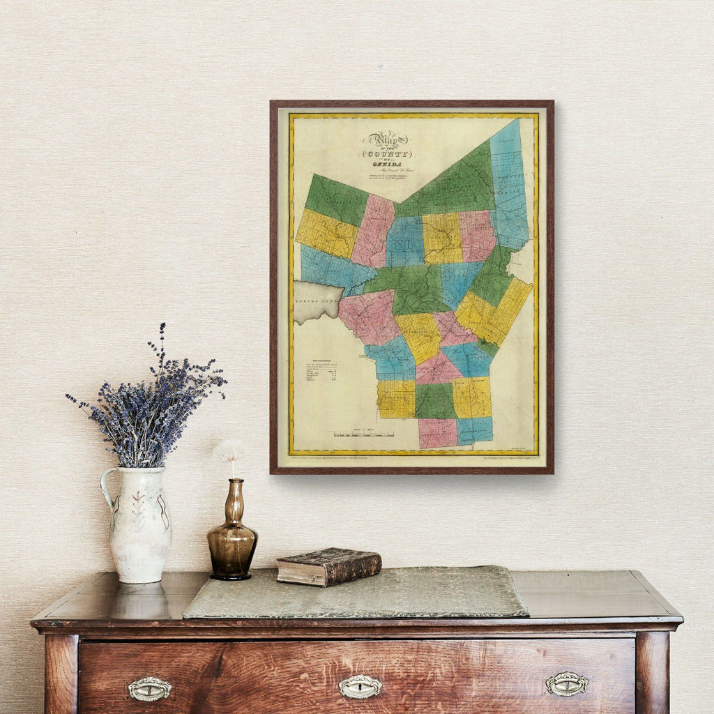 Vintage Map of Oneida County, New York 1829