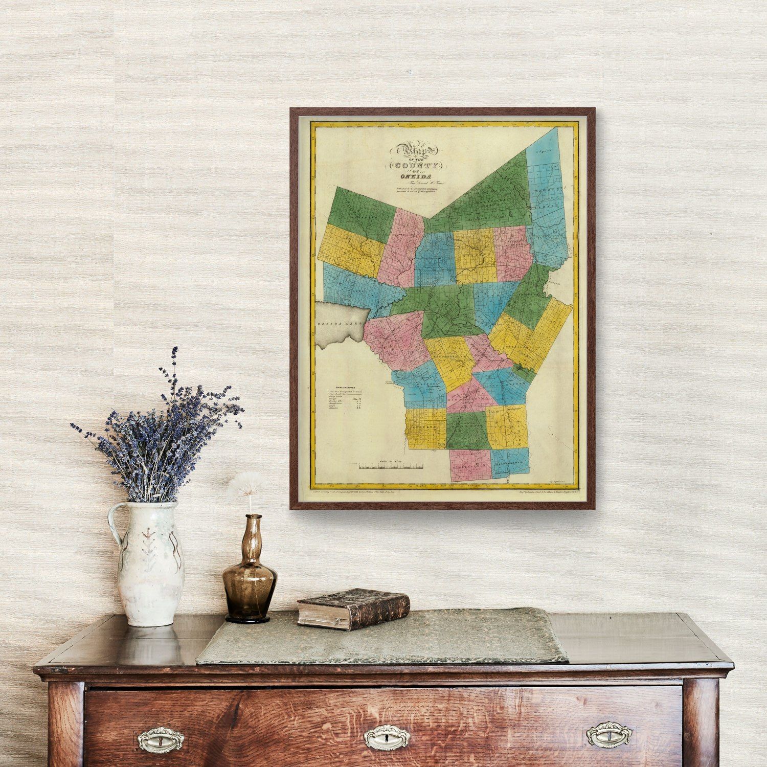 Vintage Map of Oneida County, New York 1829