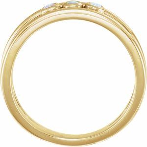 14K Yellow Gold Natural White Opal Three-Stone Bezel-Set Ring