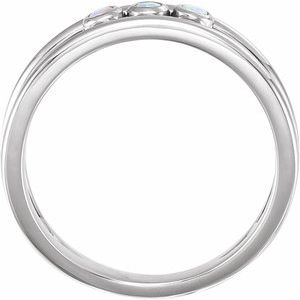 Platinum Natural White Opal Three-Stone Bezel-Set Ring