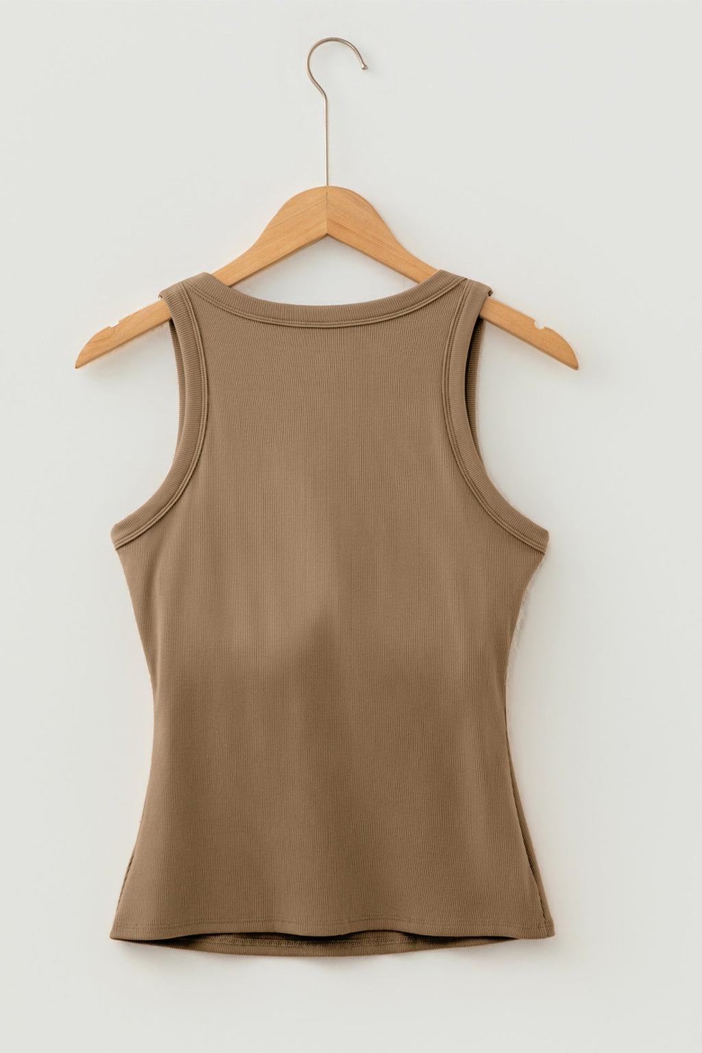 Solid Ribbed Knit Padded Tank Top