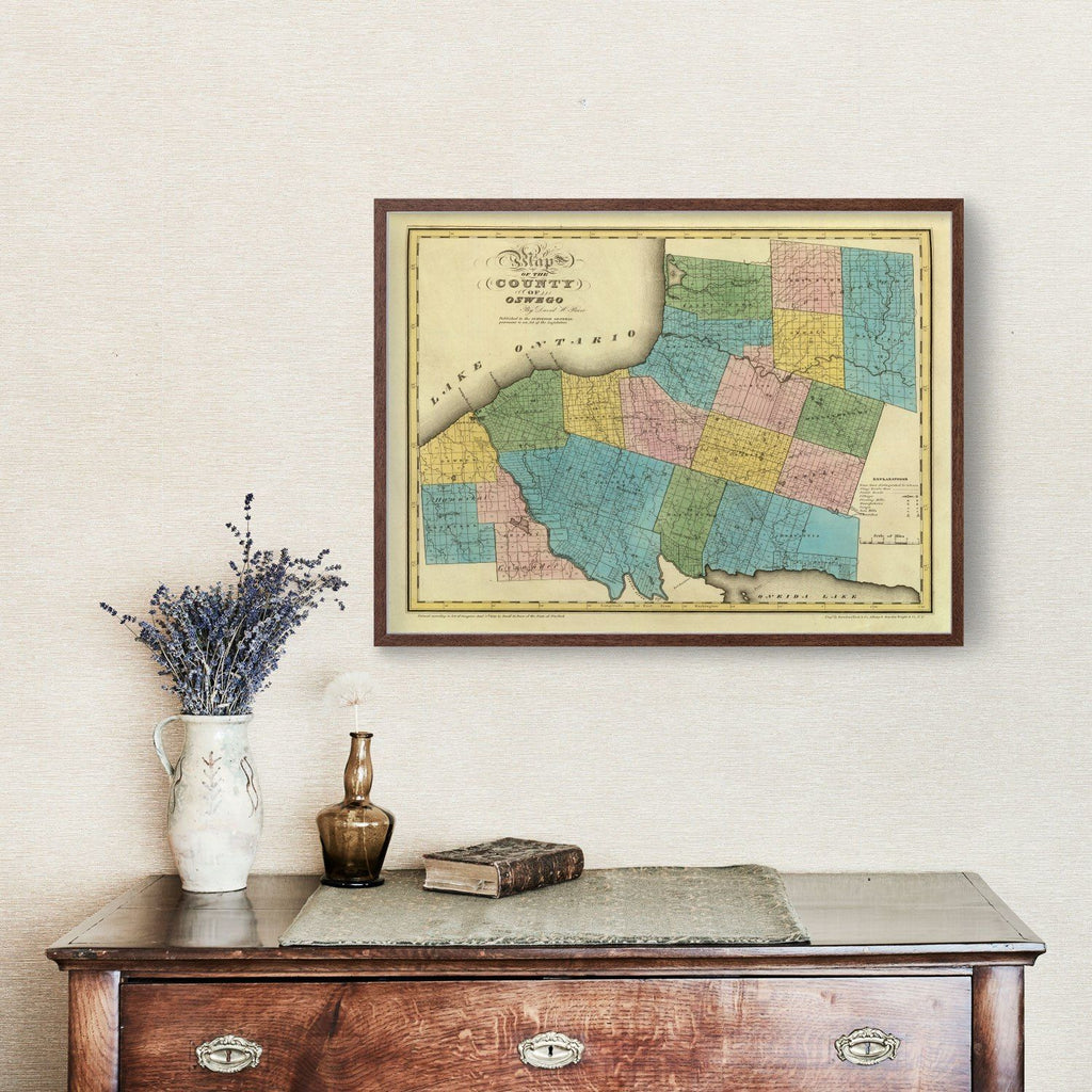 Vintage Map of Oswego County, New York 1829