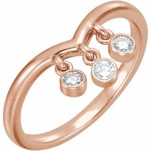 14K Rose Gold 1/5 CTW Natural Diamond Three-Stone Fringe V Ring