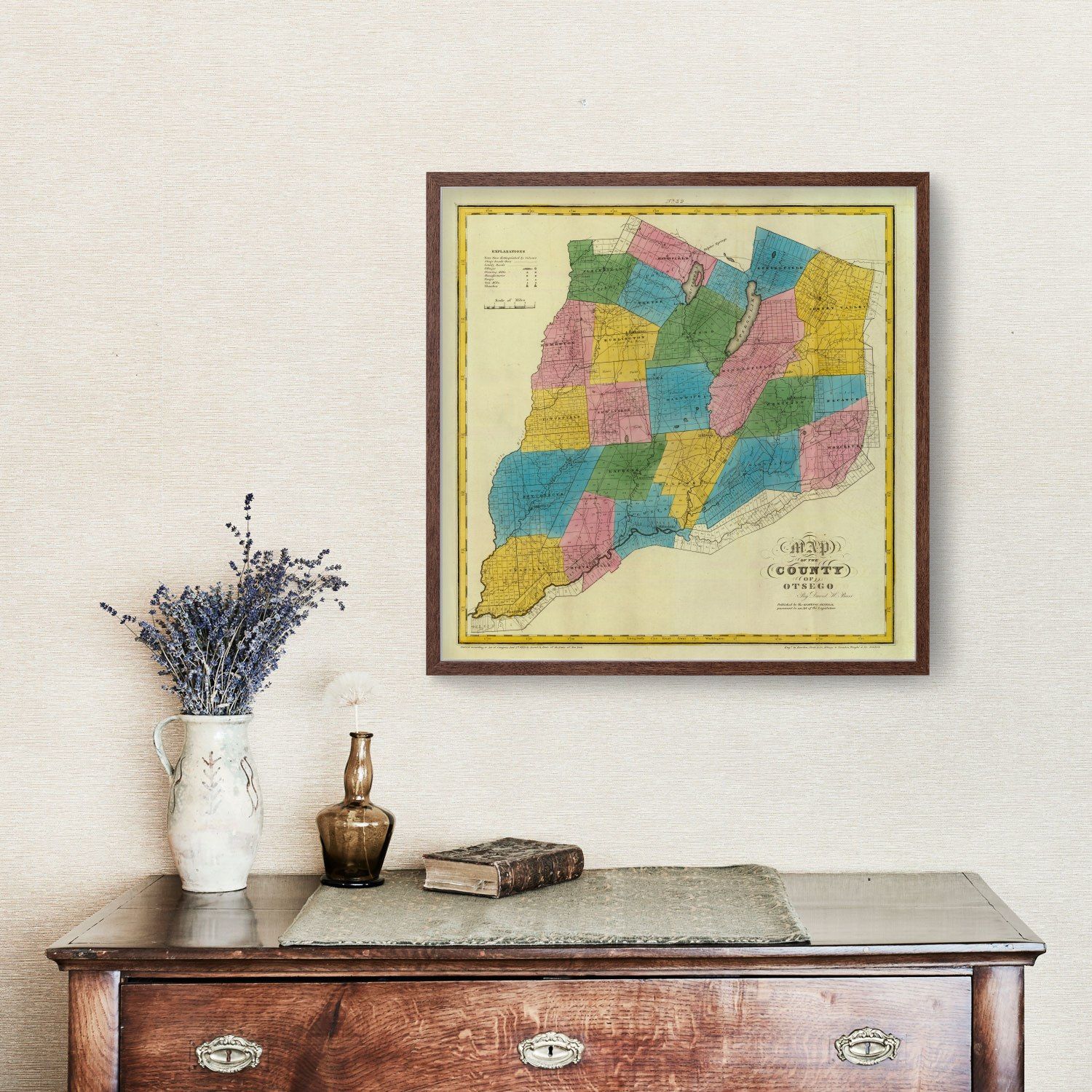 Vintage Map of Otsego County, New York 1829