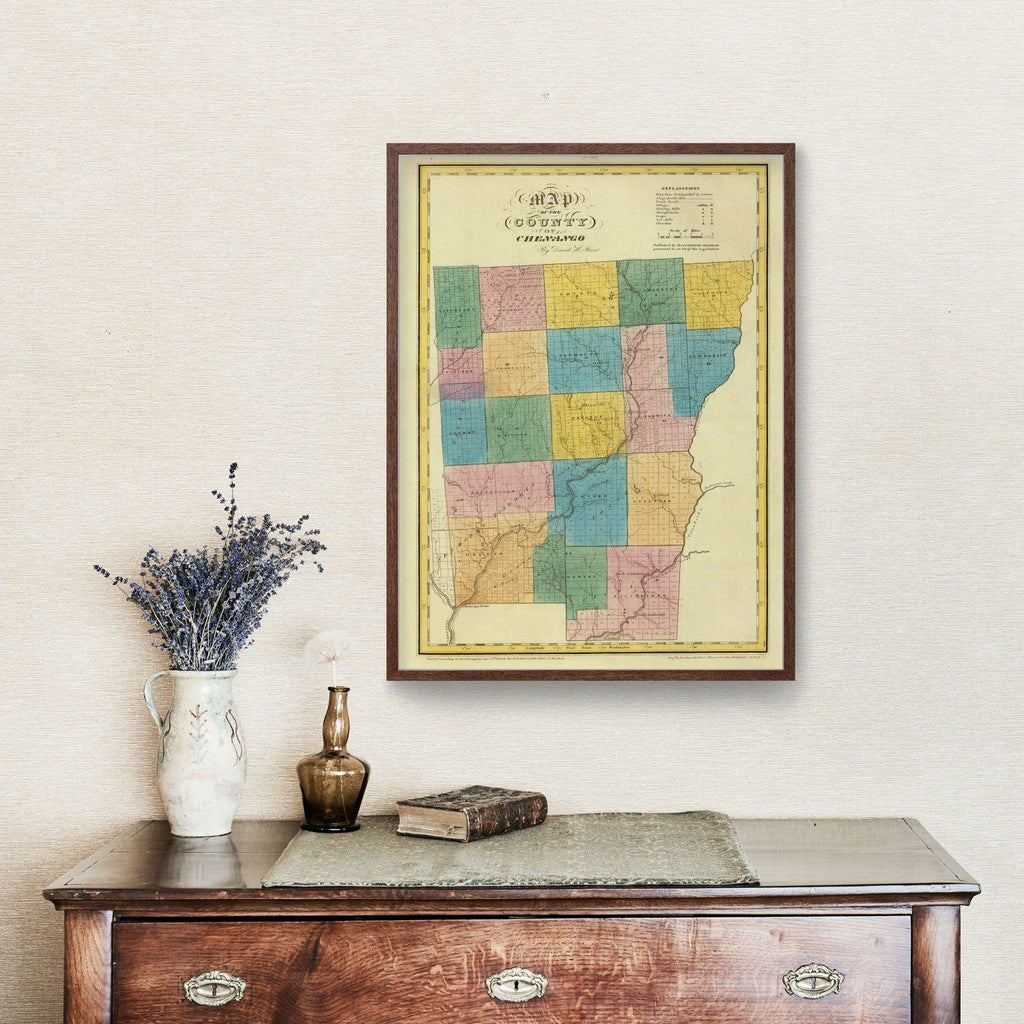 Vintage Map of Chenango County, New York 1829