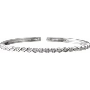 14K White Gold 1/6 CTW Natural Diamond Stackable Bangle 7" Bracelet