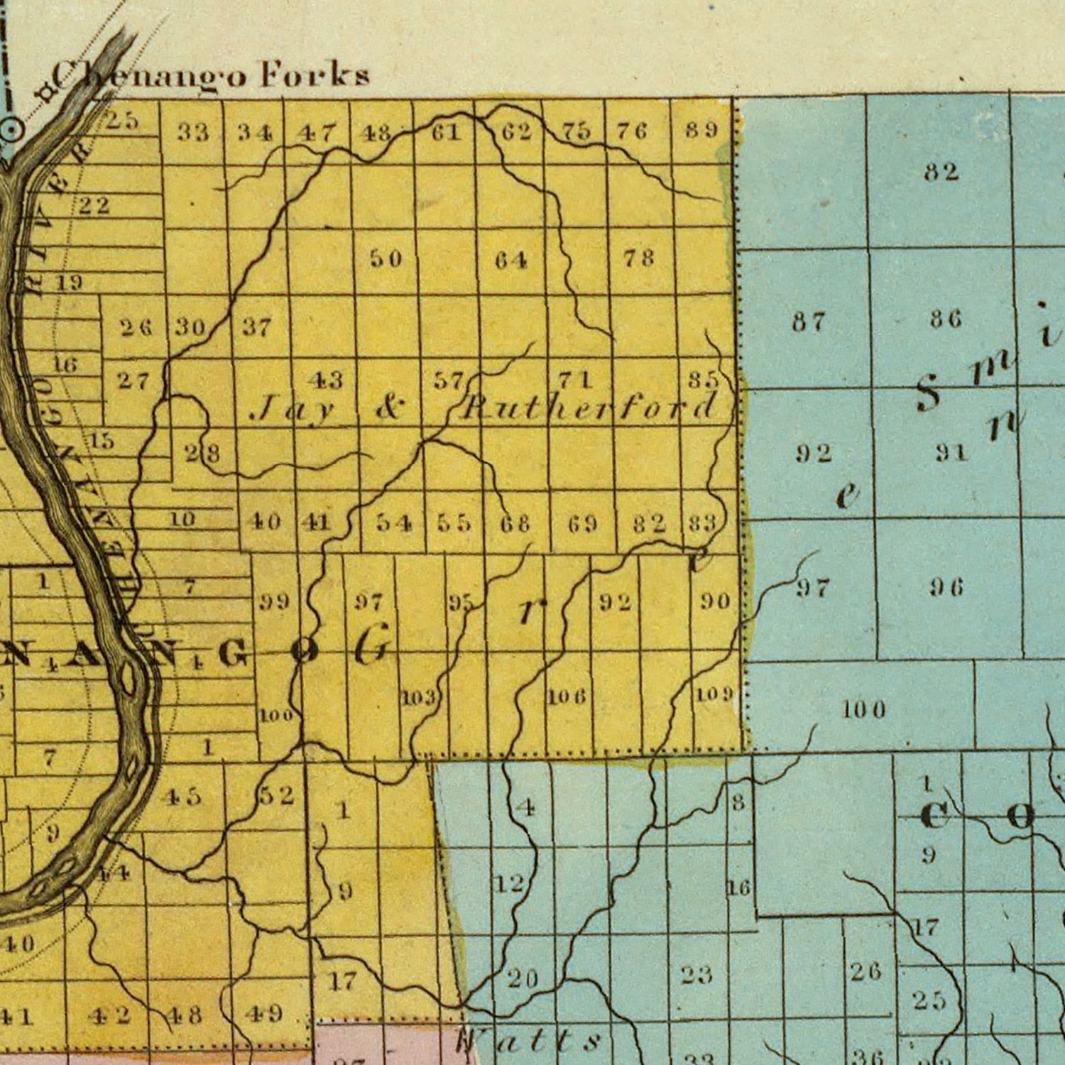 Vintage Map of Broome County, New York 1829